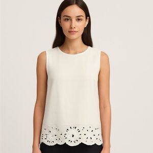 Mossimo Ditto White Sleveless Embro Top Size 6